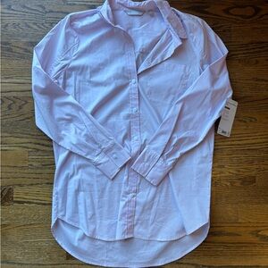 Athleta Women's Long and Lean Passage Light Pink Button Down Shirt